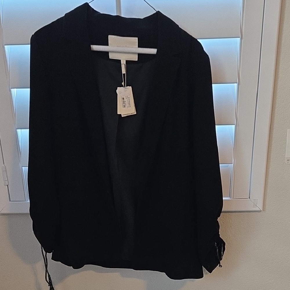 Maje Black Blazer With Silver And Black Ties On Sleeves! Size 38..Tags!